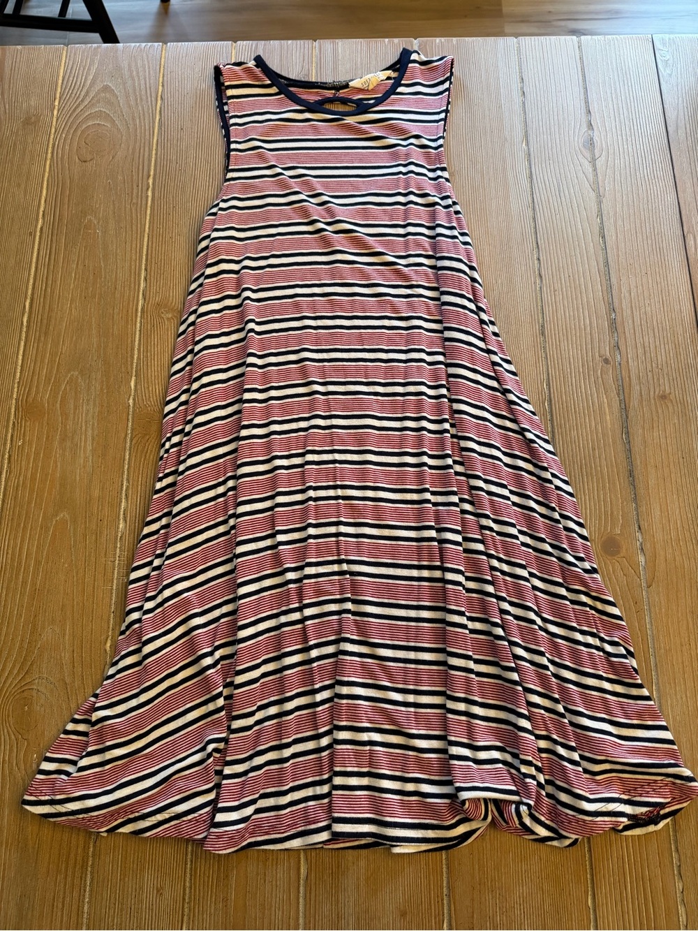 Striped red white and blue Swing Dress - Sleeveless Casual Dress